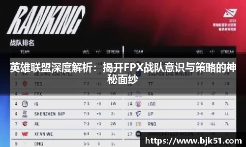 英雄联盟深度解析：揭开FPX战队意识与策略的神秘面纱